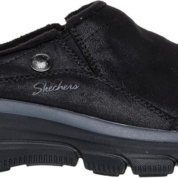 Women's Faux Leather Mule Shoes 9.5 Black Slip-On Easy Comfort Rubber Sole - Picture 4 of 6